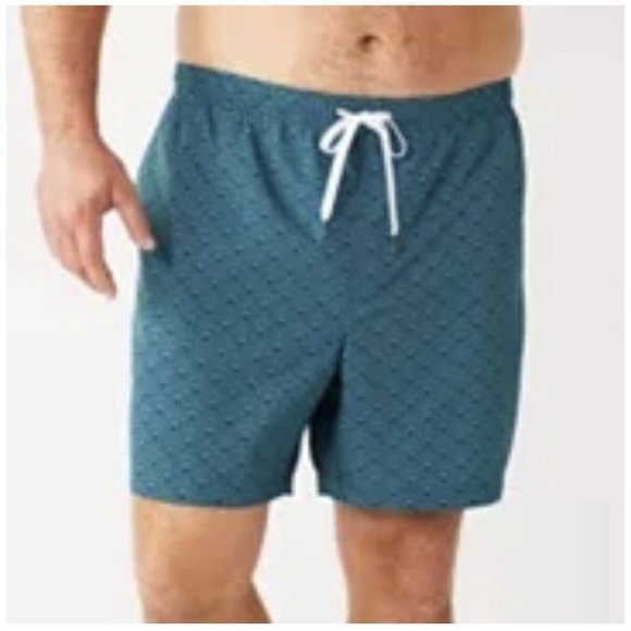 Sonoma Mens Wave Geo Swim Trunks Size XL TL NWT Blue Swim Trunks - Picture 2 of 8